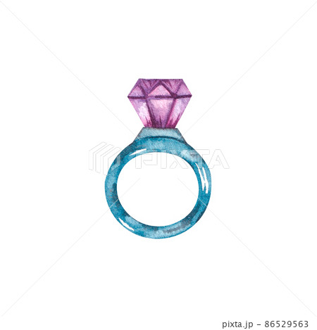 Watercolor crystal ring for the bride on a white background Watercolor crystal ring for the bride on a white background 86529563