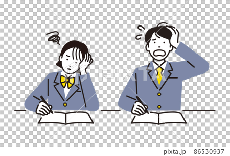 Men and women set of high school students studying Men and women set of high school students studying 86530937