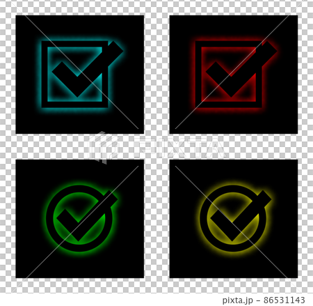 確認をするチェックマークの種類別イラスト 確認をするチェックマークの種類別イラスト 86531143