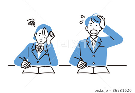 人物 勉強をする高校生の男女セット2 86531620