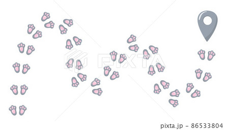 Easter bunny foot print direction point for egg hunt map. Vector stock illustration isolated on white background. EPS10 Easter bunny foot print direction point for egg hunt map. Vector stock illustration isolated on white background. EPS10 86533804