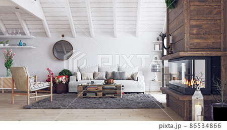 Modern living interior. Modern living interior. 86534866