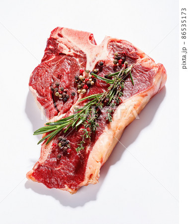 raw porterhouse beef steak on a white background 86535173