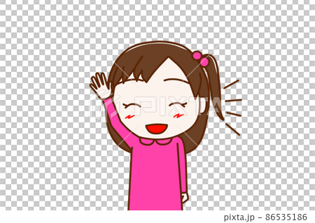 (上身正面)微笑舉手競選的女孩 (上身正面)微笑舉手競選的女孩 86535186