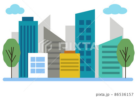 シンプルなビル 建物のイラストのイラスト素材