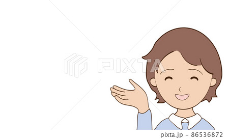 にこやかに案内する女性のイラスト にこやかに案内する女性のイラスト 86536872