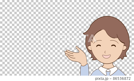 にこやかに案内する女性のイラスト にこやかに案内する女性のイラスト 86536872