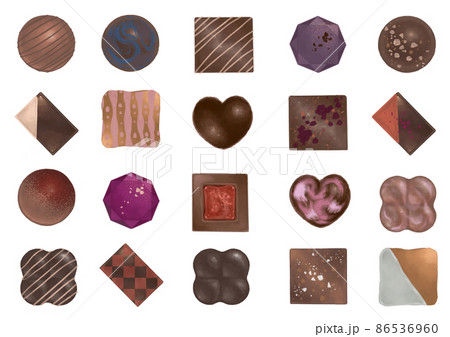バレンタインチョコレート　水彩風　食材　イラスト 86536960