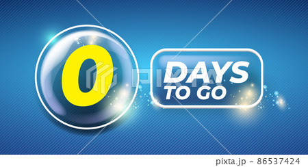 Zero days to go countdown modern blue horizontal banner design template with shiny lights. 0 days to go sale announcement deep blue banner, label, sticker, icon, poster and flyer. 86537424