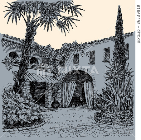 Vector landscape. A sketch of the eastern courtyard 86539819