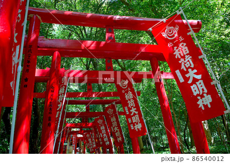 花の窟神社・世界文化遺産・神門の手前にある稲荷神社と龍神神社へ続く鳥居・三重県熊野市(3) 86540012
