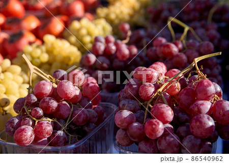 Grapes close-up. Selective and soft focus. Ripe and juicy grapes are sold at the farmers bazaar Grapes close-up. Selective and soft focus. Ripe and juicy grapes are sold at the farmers bazaar 86540962