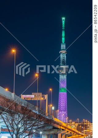 東京スカイツリー 鬼滅の刃コラボ特別ライティング・竈門禰豆子