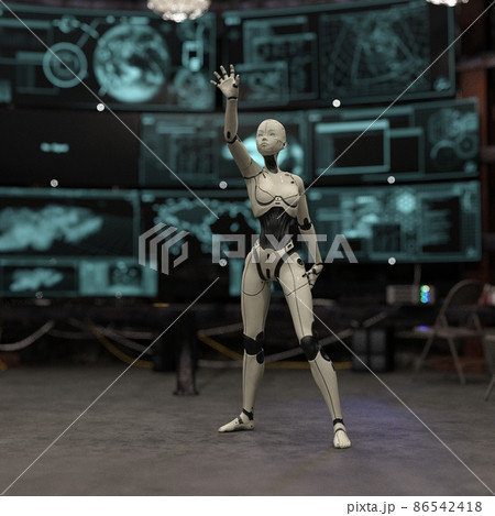 AIロボット　女性型アンドロイド　perming3DCG イラスト素材 86542418