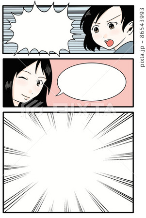 女の子2人の漫画テンプレート 86543993