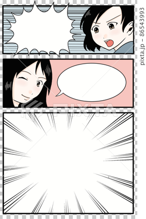 女の子2人の漫画テンプレート 86543993