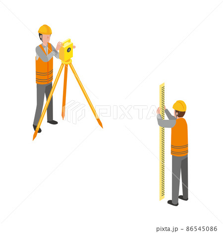 測量する男性のアイソメトリックイラスト 86545086