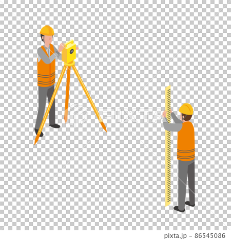 測量する男性のアイソメトリックイラスト 86545086