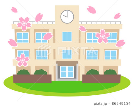 桜が舞っている学校のイラスト 86549154