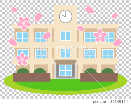 桜が舞っている学校のイラスト 86549154
