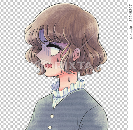 古い少女漫画イラスト・嫌がっている白目の女の子 古い少女漫画イラスト・嫌がっている白目の女の子 86549207