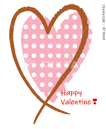 ピンク色のハート　ドット柄　HappyValentine 86549492