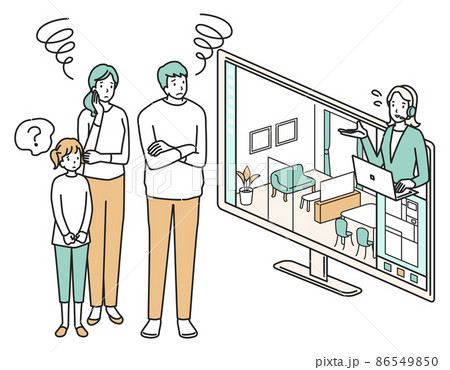 オンライン内見で悩む家族 オンライン内見で悩む家族 86549850