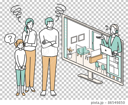 オンライン内見で悩む家族 オンライン内見で悩む家族 86549850