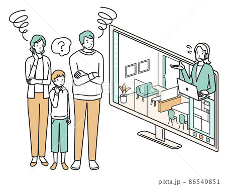 オンライン内見で悩む家族 オンライン内見で悩む家族 86549851