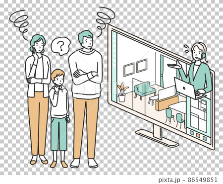 オンライン内見で悩む家族 オンライン内見で悩む家族 86549851