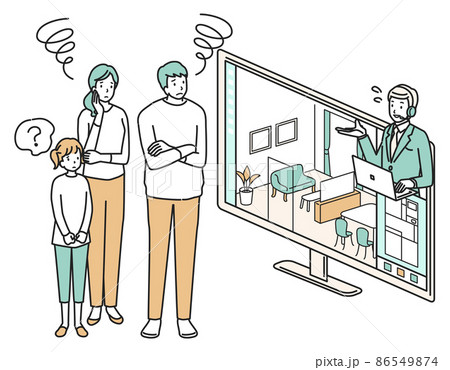 オンライン内見で悩む家族 オンライン内見で悩む家族 86549874