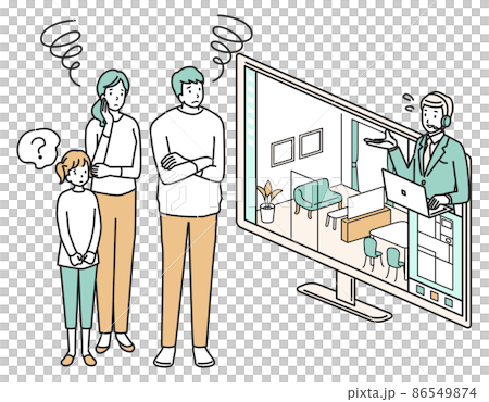 オンライン内見で悩む家族 オンライン内見で悩む家族 86549874