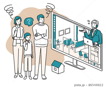 オンライン内見で悩む家族 オンライン内見で悩む家族 86549922