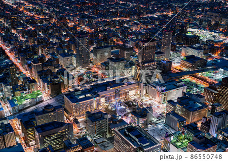 札幌クリスマス夜景空撮 86550748