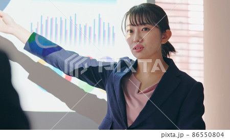 講義する女性　プレゼンテーション　発表 86550804
