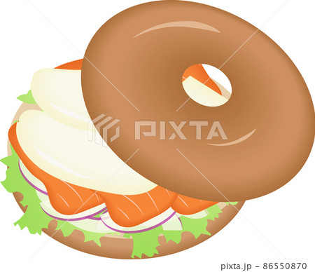 ベーグルサンドのイラスト素材