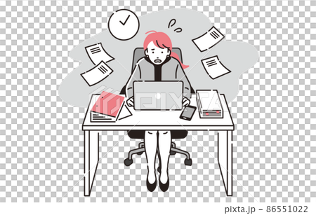 A business person woman who becomes sick due to overtime work 86551022