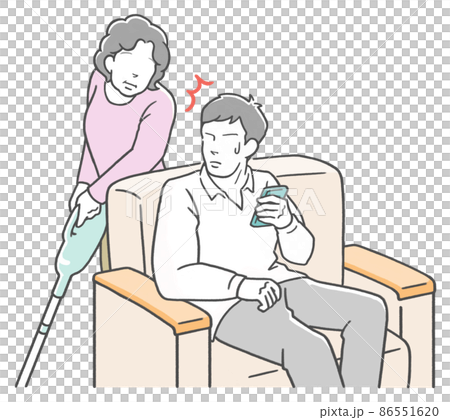母にスマホを覗き込まれる息子 母にスマホを覗き込まれる息子 86551620