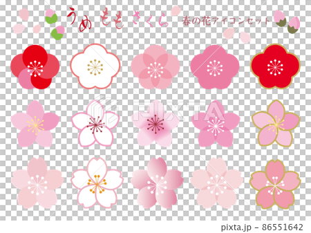 梅・桃・桜　春の花アイコンセット 86551642
