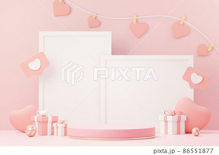 3d render minimal sweet scene with display podium for mock up and product brand presentation. Pink Pedestal stand for Valentine's Day's theme. Cute lovely heart background. Love day's design style. 3d render minimal sweet scene with display podium for mock up and product brand presentation. Pink Pedestal stand for Valentine's Day's theme. Cute lovely heart background. Love day's design style. 86551877