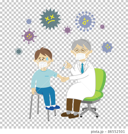 注射が嫌いな子供と医者のイラストイメージ 注射が嫌いな子供と医者のイラストイメージ 86552501