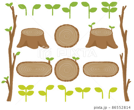 木と新芽の素材セット 86552814