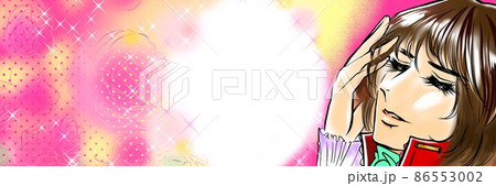 70年代少女漫画長髪イケメンナルシストハニカミ王子様と薔薇の花園背景イラストのイラスト素材