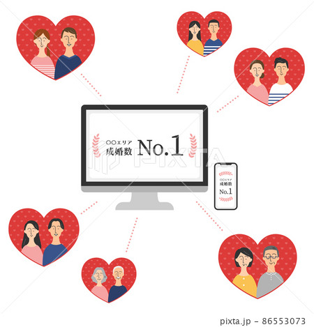 マッチングサイトを通じて出会う男女のイメージ マッチングサイトを通じて出会う男女のイメージ 86553073