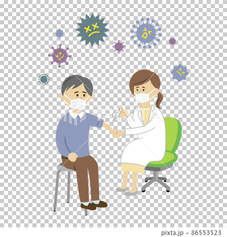 注射をする医者と男性のイラストイメージ 注射をする医者と男性のイラストイメージ 86553523