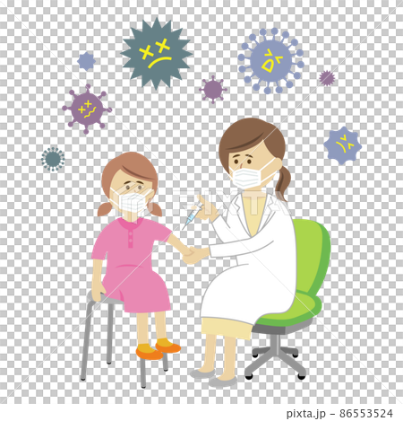 注射をする医者と子供のイラストイメージ 注射をする医者と子供のイラストイメージ 86553524