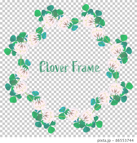 華やかなクローバー シロツメクサ の円形フレーム ベクターイラスト	 86553744