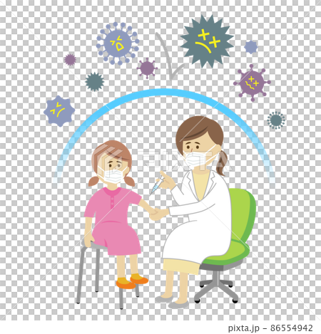 給注射的醫生和孩子的例證圖像 給注射的醫生和孩子的例證圖像 86554942