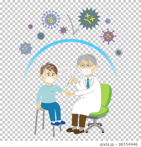 注射をする医者と子供のイラストイメージ 注射をする医者と子供のイラストイメージ 86554946
