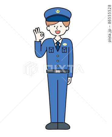 OKサインをする警察 男性 OKサインをする警察 男性 86555528